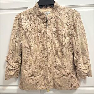 Chico's Snakeskin Print Faux Suede Ruched 3/4 Sleeve Jacket Size M Chico’s 1